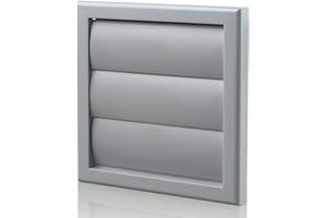 Blauberg Grey Gravity Grille 100 mm - 4 inch External Ducting Air Vent with Round Spigot and Non-Return Gravity Shutters for Kitchen Ceiling Extractor Fans Positive Input Ventilation Duct Fan Cover