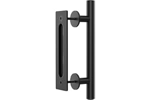 WINSOON 30CM Poignée de Porte Coulissante, Noires Avec Poignée de Porte Coulissante, Grande Taille Rustique, Convient pour Portails, Garages, Armoires 1 Pcs