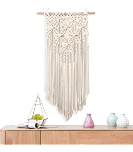 2 Stuks Macramé Opbergmanden Met Houten Handgrepen, Witte Boho Badkamerdecoratie Geweven Manden Voor Planken Handgemaakte Werkblad Toiletkast Organizer Dozen Voor Slaapkamer