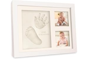 Handavtryck och fotavtryck för bebisar – gipsavtryck, babyhand och fot för nyfödda – handavtryck, bildram – fotavtryck, duschavtrycksset (Alpine