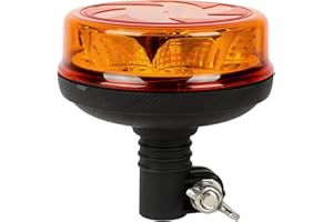 Qiping LED Gyrophare Orange Tracteur 12V 24V, feux d'avertissement amber lumière stroboscopique d'urgence IP67 étanche Homologation Marque E ECE E9 R65 R10