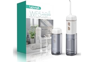 VOYOR-HEALTH Irrigador Dental Portatil, Irrigador Bucal con 5 Modos e IPX7 Impermeable, Inalámbrico y Recargable Irrigador de Viaje, Apto para Limpieza Dental en Casa y Viaje WF510 (Oro)