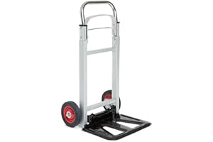 G-RACK Heavy Duty Folding Aluminium Industrial Hand Trolley - Foldable Lightweight Metal Steel Hand Truck with Wheels - Moving Trolley for Furniture, Appliances, and Lifting Heavy Construction Material
