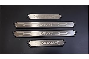 SANQIUTOU Protection Seuil de Porte Voiture pour Toyota RAV4 2010-2024, Bande Décorative Anti-Usure de Seuil Matériau en Acier Inoxydable, 4Pcs