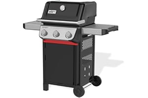 Weber Spirit E-310 barbecue a gas, 3 bruciatori, 51 x 46 cm superficie di cottura, griglia di mantenimento, termometro integrato, 2 ruote - Nero/Argento (1500864)