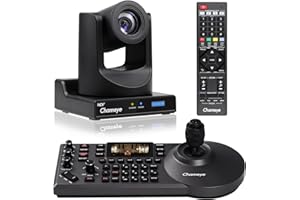 Chameye NDI HX3 PTZ Kamera Set 20x Optischer Zoom KI-Auto-Tracking 3G-SDI HDMI USB3.0, mit 2 Stück 20x-NDI PTZ Kameras + PTZ Controller für YouTube vMix OBS Live-Streaming, C720N+E300 - K120N