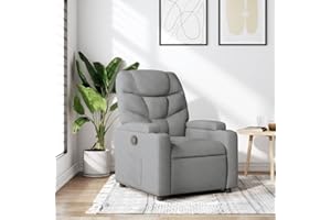 Gecheer Sillón relax reclinable de TV, de tela, gris claro, con reposapiés, 74 x 89 x 100 cm, sillón de TV, sillón relax cómodo, sillón reclinable, sillón de tela, sillón con reposapiés
