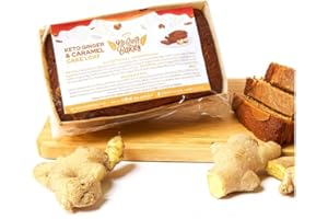 Keto Caramel and Ginger Cake Loaf - No Guilt Bakes – Keto Friendly - No Added Sugars, Healthy Snack, Tea Time, Diabetic and Metabolic Friendly – Great for tea time, A Moist Loaf, 340g