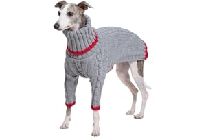 ESCCBOO Italienische Windhundkleidung, warmer Pullover für Whippets, Einteiler für Hunde, zweibeiniger Rollkragen, warmer Pullover für kleine mittelgroße Hunde (XX-Large, Grau)