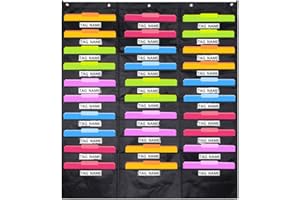 IGNPION 30 Pockets Hanging File Organizer Over Door Storage Pocket Chart Cascading Wall Organizer Hanging Literature Magazine Paper Holder wth 5 Hooks for Home Office School