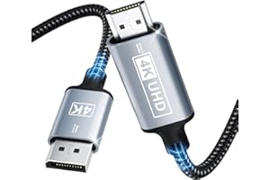 SEWOWIBO DisplayPort to HDMI,4K DisplayPort to HDMI cable 5M,Unidirectional DP to HDMI,Nylon Braided Display Port to HD MI Compatible with Desktops,Laptops,PC,Dell,HP,HDTV,Projector AMD NVIDIA