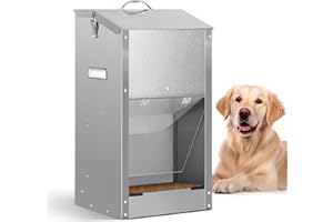 MASXIRCH Mangiatoia Automatica per Cani, Mangiatoia per Cani All'Aperto a Gravità di Razza Grande 11Kg Grande Capacità in Acciaio Inox Mangiatoia Automatica a Gravità per Cucciolo, Gatti