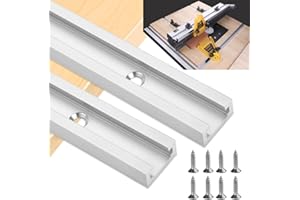 BUZIFU 2Pcs T-Track 400 mm Lega di Alluminio T-Slot Track Mitra Track Jig Fixture Slot T-Rail Slider Strumento di Bloccaggio per Bordo Dritto con Viti Autofilettanti Strumento per la Lavorazione