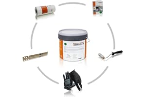 DIFFUTEC BAUDER LIQUITEC PU Detail Profi Pack 1-komponentiges, lösemittelfreies PU Flüssigkunststoff-System inklusive Zubehör (RAL 7040 fenstergrau)