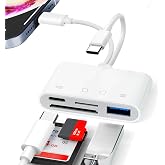 [Apple MFi Certified] SD Card Reader for iPhone iPad, 4 in 2 Lightning SD Card Reader with SD/MicroSD/USB3.0/4-Slot Charging,