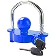 Tevlaphee Trailer Ball Lock Hitch Coupler Towing Lock Adjustable Easy Installation Heavy Duty Steel and Aluminum Alloy Base for Towing Caravan Trailer Security with 2 Keys (Blue)