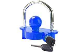 Tevlaphee Trailer Ball Lock Hitch Coupler Towing Lock Adjustable Easy Installation Heavy Duty Steel and Aluminum Alloy Base for Towing Caravan Trailer Security with 2 Keys (Blue)