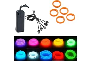 MIYOKA Kmruazre Rope Lights Strip Neon El Wire with 3 Modes Portable Battery Operated for Christmas, Halloween, Home, DIY, Party Decoration(5x1m/3ft, Yellow)