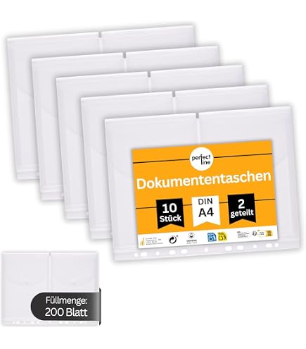 Veloflex A4 Brochure Cases With 4 Vertical Compartments – Clear, Document-Safe, For Postcards (A6/10x15cm) – Pack Of 5, Made In Germany