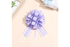 Chexin 6 Stück Große Geschenk Schleife mit Geschenkband, Ziehschleife ø 18cm, Geschenkschleife zum Basteln und Verpacken, Dekoschleifen für Hochzeit,Geburtstag & Weihnachten (Lila)