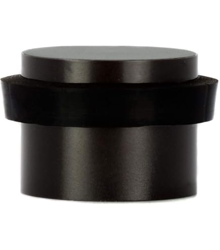 EVI Herrajes | Fermaporta | 24 x 20 mm | Base filettata | Gomma Nera | Acciaio Inox | Finitura Opaca | Compresi utensile, vite + tassello di fissaggio | Mod. I-199/24-CBAM