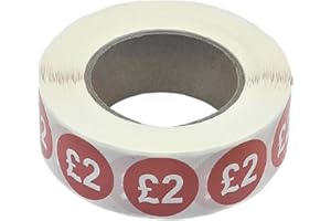 COMPLETESHOPFITTINGS 1000x 25 mm red Price self Adhesive Stickers Sticky Labels for Retail Display. (£2)