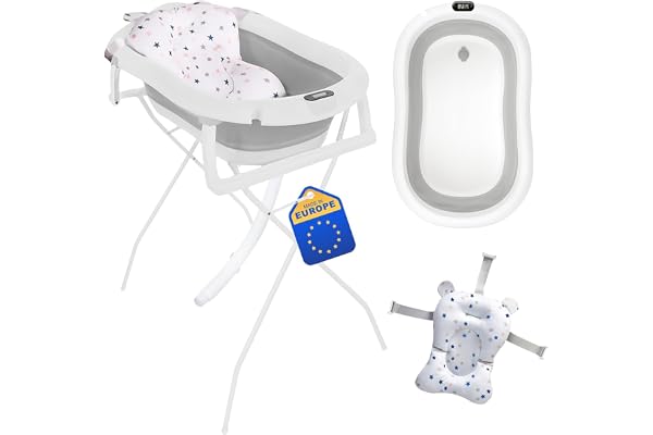 Primabobo Baignoire bébé pliante - baignoire pour bébé pliable avec un oreiller de bain