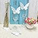 Produktbild JZK® 50 x Weiß Schimmer Schmetterling ans Glas Platzkarten Tischkarten Namenskarten Weinglas Cup Champagnerglas Karte Glasanhänger Tischdeko für Hochzeit Geburtstage Taufe Party