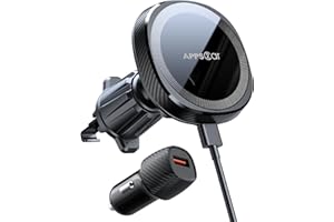 APPS2Car Magnetyczny uchwyt na telefon komórkowy, 15 W, z funkcją ładowania, kompatybilny z MagSafe, do ładowania indukcyjnego, do samochodu, do samochodu, wentylacji, do iPhone'a, Samsunga, Huawei,