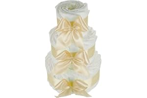‎DUBISTDA -WINDELTORTEN- DIY Windeltorte zum selber gestalten | Geschenk zur Geburt für Junge Mädchen neutral (3-stöckig, creme)