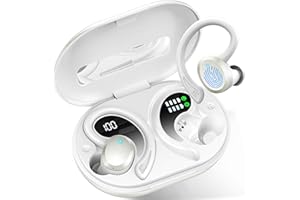 Rulefiss Auriculares Inalambricos Deportivos, Auriculares Bluetooth 5.3, 48H HiFi Estéreo ENC Cancelacion Ruido, IP7 Impermeable Cascos Inalambricos Bluetooth, Auriculares Running con Gancho(Blanco)