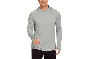 PINSPARK Męska koszulka sportowa UV UPF 50+ ochrona przed słońcem UV koszulka z długim rękawem bluza z kapturem z otworem na kciuk, Rashguard, oddychająca, surfing, wędkowanie, wędrówki