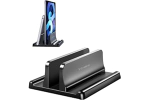 VAYDEER Vertikaler Laptop Ständer Platzsparender 3in1 Vertical Stander Laptopständer zum Vertikalen Positionieren Kompatibel für MacBook Air, MacBook Pro, iPad, Tablets Notebook bis 17,3" Schwarz