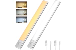 ‎OUSFOT OUSFOT Oświetlenie Podszafkowe Kuchni 30 cm [zestaw 2] Oświetlenie Szafki LED Zczujnikiem Ruchu Ściemnialne Bezprzewodowe Oświetlenie Szafki Ladowane Przez USB do Schodów/Garderoby/Kuchni, Srebrne