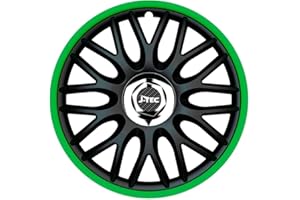Satz J-Tec Radzierblenden Orden R 16-Zoll Schwarz/Grün + Chrom Ringe