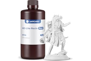 ANYCUBIC ABS-Like Résine Pro 2, Résine pour Imprimante 3D à Haute Résistance et Ténacité, Haute Précision, Résine Durcissant aux UV 405 nm pour Imprimantes 3D MSLA/LCD/DLP, Blanc 1000g