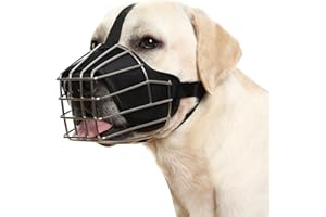 PETCUTE Cesto Museruola per Cane,Museruola in Metallo Resistente,Respirare Museruole per Cane con Regolabile Cinturino,Prevenire Mordere,Abbaiare e Masticare,per Cani di Taglia Grande e Media,L