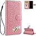 Price comparison product image FBNK iPhone 6 Cover, iPhone 6s Phone Case Glitter Sparkly Flip Case Pink Love Design Folio Stand Purse Folio Magnetic Buckle Protective Cell Phone Smart Shell for for iPhone 6/iPhone 6s