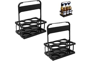 Tongboke 2 Pièces Porte Bouteille Plastique, Noir, 6 Bouteilles, Diamètre du Trou 7.8 cm, Pliable, Fixation Stable, pour Fêtes, KTV, Bars, Restaurants (27.2 × 18 × 33 cm) (Noir)