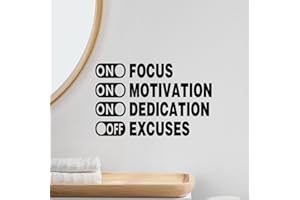 FUFUQUARE Adesivi Murali Ispiratori Nero Focus Citazioni Motivazionali Decalcomanie Murali Vinicolo Decorazione Positiva Rimovibile per Palestra Ufficio Scuola Aula Camera da Letto