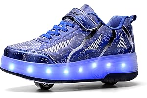 ROLLTONGOZ Boys and Girls LED Roller Skates Shoes with Double Wheels Trainers Technical Retractable Skateboarding Shoes for Kids Light up Shiny Luminous Sneakers Best Gift for Party Birthday Christmas Day