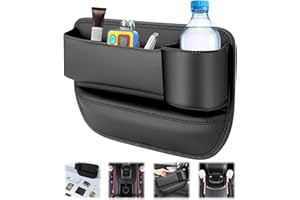 HhBdy Organizador Coche Asiento, Car Leather Cup Holder Gap Bag, Caja de Almacenamiento para Asiento, Multifunctional Leather Storage Pocket Box Console with Cup Holder para Teléfonos Móviles, Llaves