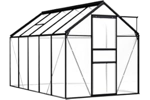 vidaXL Gewächshaus UV-beständig Garten Treibhaus Tomatenhaus Frühbeet Pflanzenhaus Anthrazit Aluminium Polycarbonat 5,89m² 190x310x125/195cm