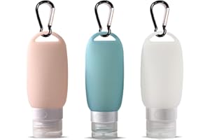 Besylo Reise Flaschen, Silikon Reiseflaschen, Silikon nachfüllbare Reiseflaschen, mit Karabiner, für Reisen, Outdoor-Aktivitäten, Schule (3 Stück, Mehrfarbig, 60ml)