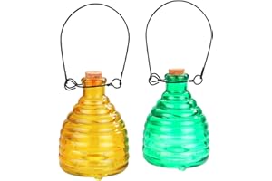 WENKO Maximex Wespenfalle Glas Grün & Gelb 2-teiliges Set, ohne Chemie-Einsatz, mit praktischem Metallbügel zum Aufhängen, angesagtes Design in fröhlichen Farben, Maße (H x Ø): je 9x14cm