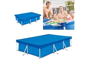 LMYDIDO Pool Cover, Round/Rectangular Pool Cover, Easy Set Swimming Pool Cover, Frame Pool Cover Rainproof Dust Cover (Rectangular 7.2x4.9FT)