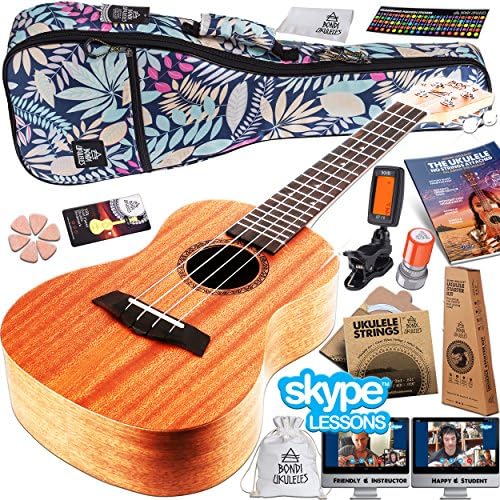 Ukulele Starter Kit (16-Piece-Set) Acclaimed Brand get Official SKYPE Lesson, Videos, Compression Case, No-Scratch Felt Picks, Clip Tuner, Chord Stamp, Poster, Strap, Strings &amp; MORE (Launch Exclusive)