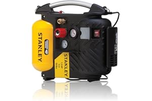 Stanley Compresseur DN200/10/5 - Compresseur à Air 10 Bar - 5L - 180L/Min - Compresseur à Air Portatif avec Poignée et Sangle de Transport - Jaune