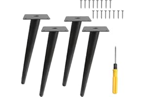 Toolzia 4Pcs 12" Metal Oblique Furniture Legs 30cm,Cone Cabinet Legs Stainless Steel Table Legs No-Slip Silent for Diy Furniture, Sofas, Cabinets (Black)