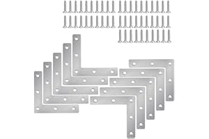 XFentech Staffe Angolari in Acciaio Inox 5/10 Pezzi - Angolo Retto Angolari Staffe Squadrette Angolare a L con Viti per Mensola di Legno Tavolo Sedia Letti Armadi, 80 * 80mm